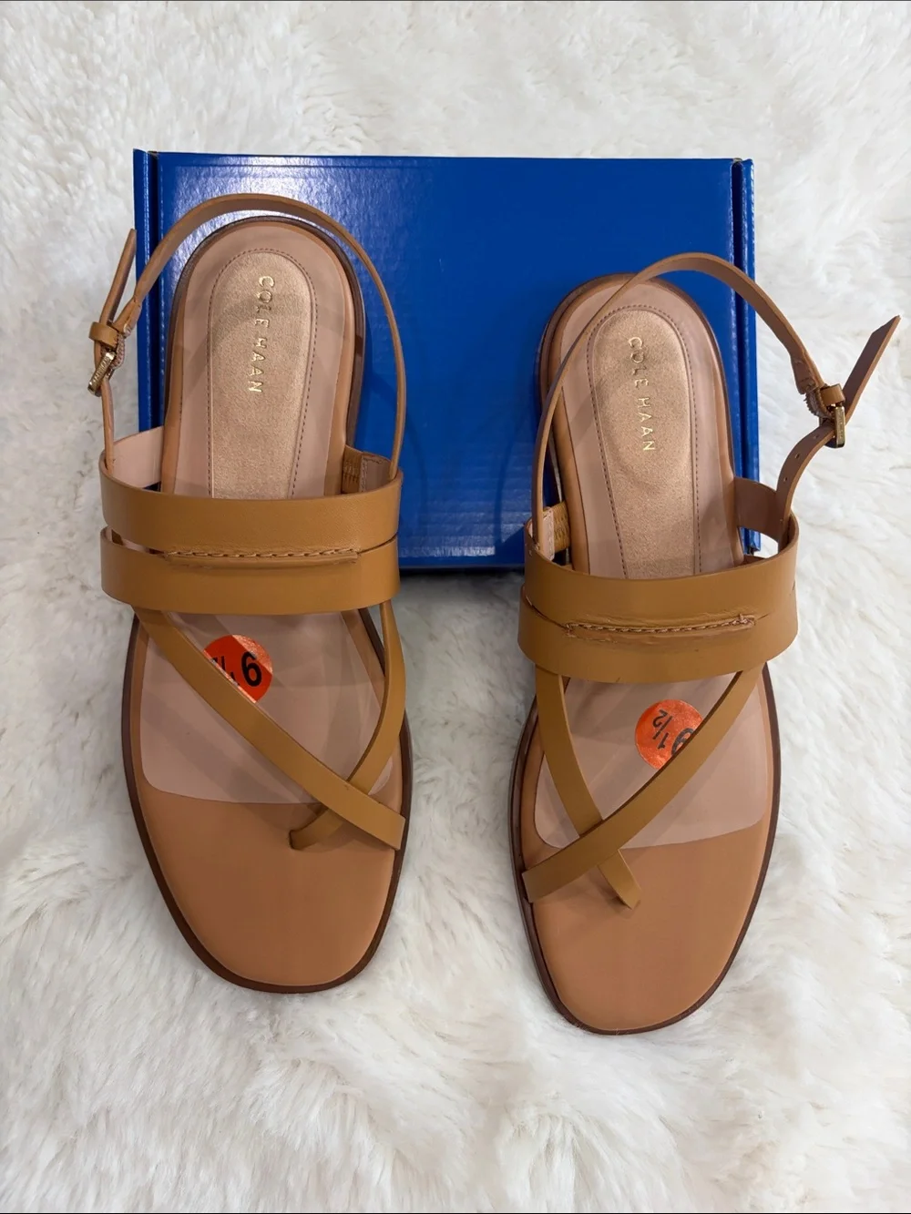 Cole Haan Tan Leather Strappy Sandals - Women,Size 9.5 B